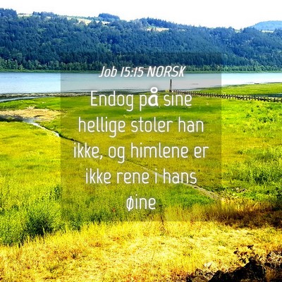 Picture 04 - Job 15:15 NORSK - Endog på sine hellige stoler han ikke, og - Bible Verse Picture
