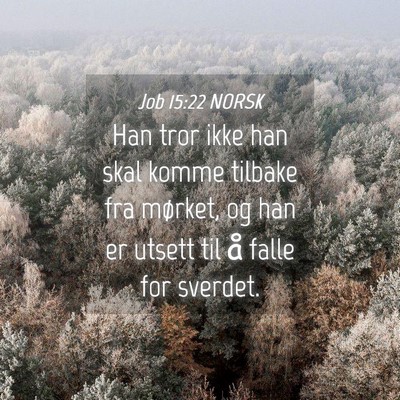 Picture 04 - Job 15:22 NORSK - Han tror ikke han skal komme tilbake fra mørket, - Bible Verse Picture