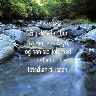 Picture 04 - Job 2:7 NORSK - Så gikk Satan bort fra Herrens åsyn, og han slo - Bible Verse Picture