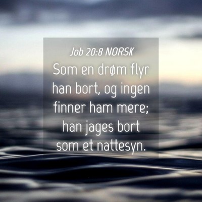Picture 04 - Job 20:8 NORSK - Som en drøm flyr han bort, og ingen finner ham - Bible Verse Picture