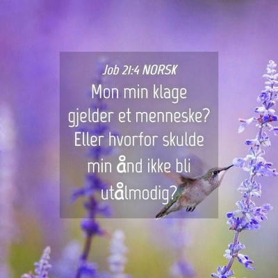 Picture 04 - Job 21:4 NORSK - Mon min klage gjelder et menneske? Eller hvorfor - Bible Verse Picture