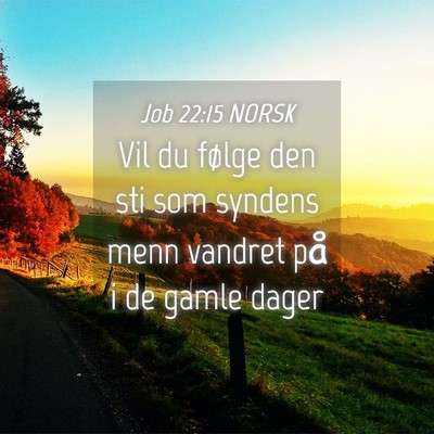 Picture 04 - Job 22:15 NORSK - Vil du følge den sti som syndens menn vandret - Bible Verse Picture