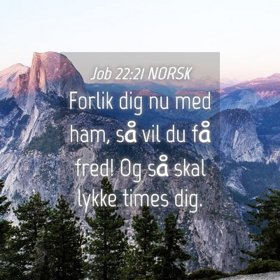 Picture 04 - Job 22:21 NORSK - Forlik dig nu med ham, så vil du få fred! Og - Bible Verse Picture
