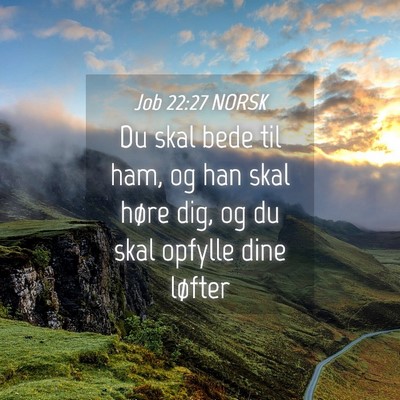 Picture 04 - Job 22:27 NORSK - Du skal bede til ham, og han skal høre dig, og - Bible Verse Picture
