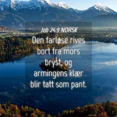 Picture 04 - Job 24:9 NORSK - Den farløse rives bort fra mors bryst, og - Bible Verse Picture