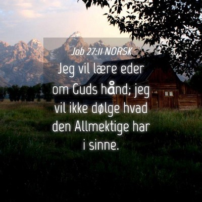 Picture 04 - Job 27:11 NORSK - Jeg vil lære eder om Guds hånd; jeg vil ikke - Bible Verse Picture