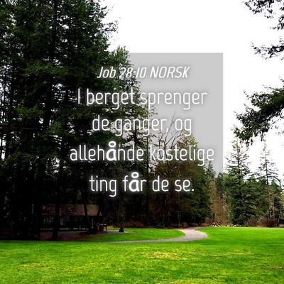 Picture 04 - Job 28:10 NORSK - I berget sprenger de ganger, og allehånde - Bible Verse Picture