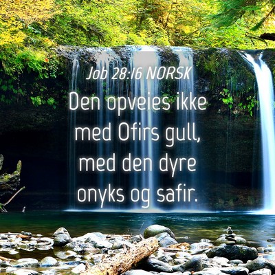 Picture 04 - Job 28:16 NORSK - Den opveies ikke med Ofirs gull, med den dyre - Bible Verse Picture