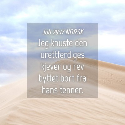 Picture 04 - Job 29:17 NORSK - Jeg knuste den urettferdiges kjever og rev byttet - Bible Verse Picture
