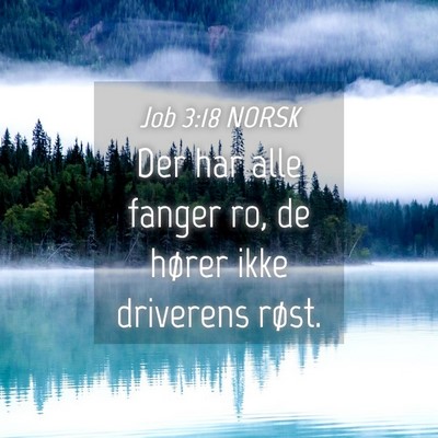 Picture 04 - Job 3:18 NORSK - Der har alle fanger ro, de hører ikke driverens - Bible Verse Picture
