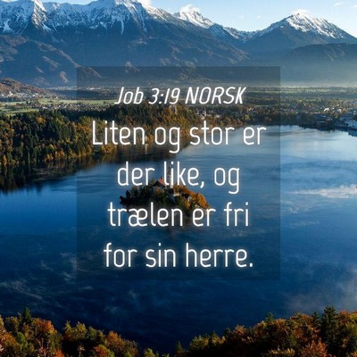 Picture 04 - Job 3:19 NORSK - Liten og stor er der like, og trælen er fri for - Bible Verse Picture