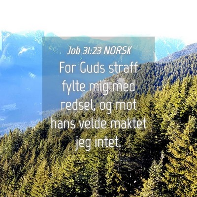 Picture 04 - Job 31:23 NORSK - For Guds straff fylte mig med redsel, og mot hans - Bible Verse Picture