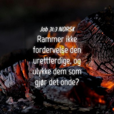 Picture 04 - Job 31:3 NORSK - Rammer ikke fordervelse den urettferdige, og - Bible Verse Picture