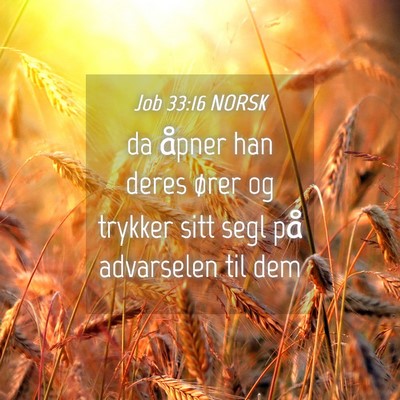 Picture 04 - Job 33:16 NORSK - da åpner han deres ører og trykker sitt segl - Bible Verse Picture