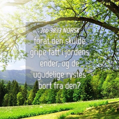 Picture 04 - Job 38:13 NORSK - forat den skulde gripe fatt i jordens ender, og - Bible Verse Picture