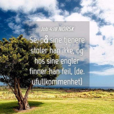 Picture 04 - Job 4:18 NORSK - Se, på sine tjenere stoler han ikke, og hos sine - Bible Verse Picture