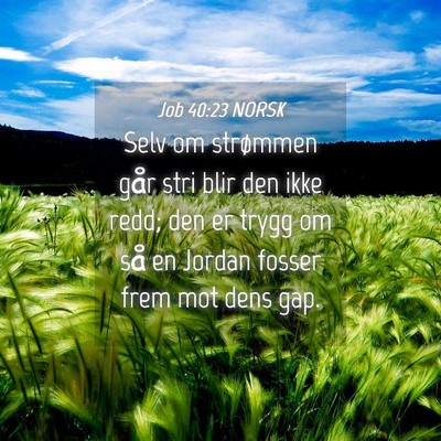 Picture 04 - Job 40:23 NORSK - Selv om strømmen går stri blir den ikke redd; - Bible Verse Picture