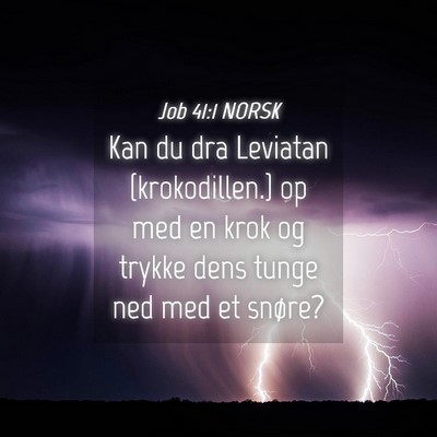 Picture 04 - Job 41:1 NORSK - Kan du dra Leviatan {krokodillen.} op med en krok - Bible Verse Picture