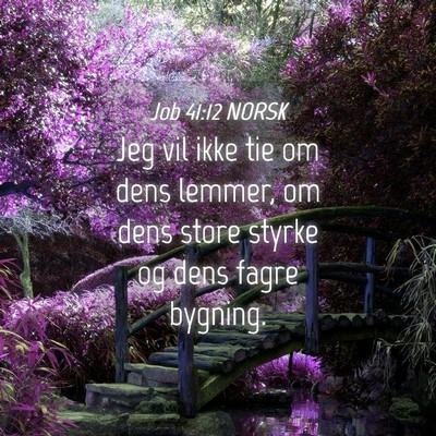 Picture 04 - Job 41:12 NORSK - Jeg vil ikke tie om dens lemmer, om dens store - Bible Verse Picture
