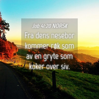Picture 04 - Job 41:20 NORSK - Fra dens nesebor kommer røk som av en gryte som - Bible Verse Picture