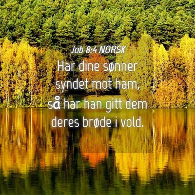 Picture 04 - Job 8:4 NORSK - Har dine sønner syndet mot ham, så har han gitt - Bible Verse Picture