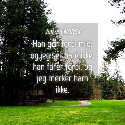 Picture 04 - Job 9:11 NORSK - Han går forbi mig, og jeg ser ham ikke; han - Bible Verse Picture