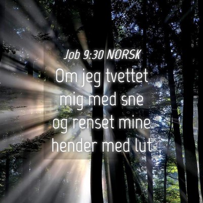 Picture 04 - Job 9:30 NORSK - Om jeg tvettet mig med sne og renset mine hender - Bible Verse Picture