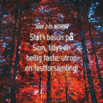 Picture 04 - Joel 2:15 NORSK - Støt i basun på Sion, tillys en hellig faste, - Bible Verse Picture