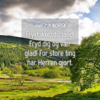 Picture 04 - Joel 2:21 NORSK - Frykt ikke, du land! Fryd dig og vær glad! For - Bible Verse Picture