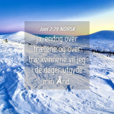 Picture 04 - Joel 2:29 NORSK - ja, endog over trælene og over trælkvinnene vil - Bible Verse Picture
