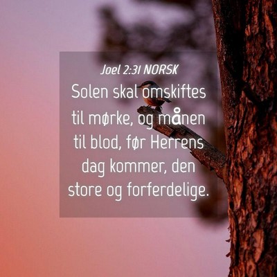 Picture 04 - Joel 2:31 NORSK - Solen skal omskiftes til mørke, og månen til - Bible Verse Picture