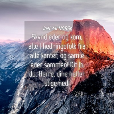 Picture 04 - Joel 3:11 NORSK - Skynd eder og kom, alle I hedningefolk fra alle - Bible Verse Picture