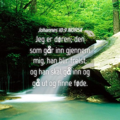 Picture 04 - Johannes 10:9 NORSK - Jeg er døren; den som går inn gjennem mig, han - Bible Verse Picture