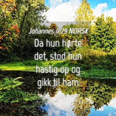 Picture 04 - Johannes 11:29 NORSK - Da hun hørte det, stod hun hastig op og gikk til - Bible Verse Picture