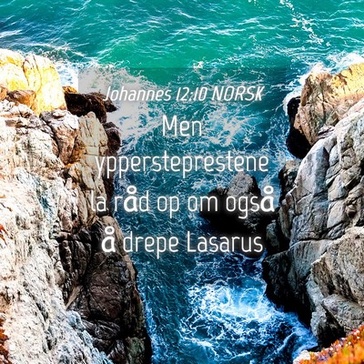 Picture 04 - Johannes 12:10 NORSK - Men yppersteprestene la råd op om også å drepe - Bible Verse Picture