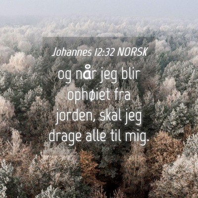 Picture 04 - Johannes 12:32 NORSK - og når jeg blir ophøiet fra jorden, skal jeg - Bible Verse Picture