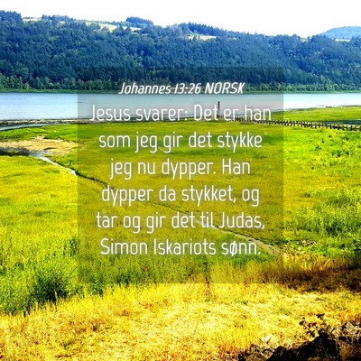 Picture 04 - Johannes 13:26 NORSK - Jesus svarer: Det er han som jeg gir det stykke - Bible Verse Picture