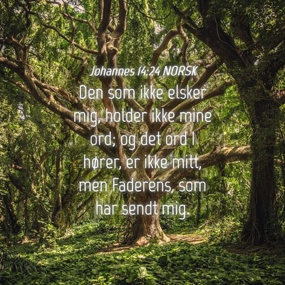 Picture 04 - Johannes 14:24 NORSK - Den som ikke elsker mig, holder ikke mine ord; og - Bible Verse Picture