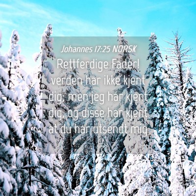 Picture 04 - Johannes 17:25 NORSK - Rettferdige Fader! verden har ikke kjent dig; men - Bible Verse Picture