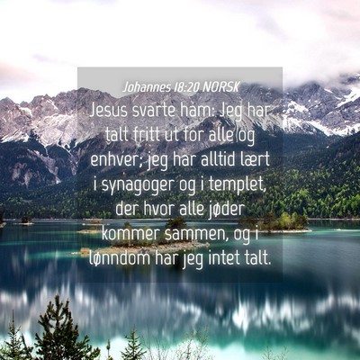 Picture 04 - Johannes 18:20 NORSK - Jesus svarte ham: Jeg har talt fritt ut for alle - Bible Verse Picture