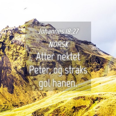 Picture 04 - Johannes 18:27 NORSK - Atter nektet Peter, og straks gol - Bible Verse Picture