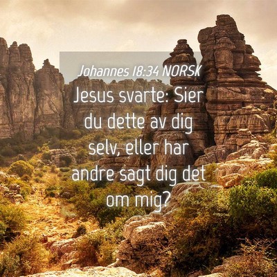 Picture 04 - Johannes 18:34 NORSK - Jesus svarte: Sier du dette av dig selv, eller - Bible Verse Picture