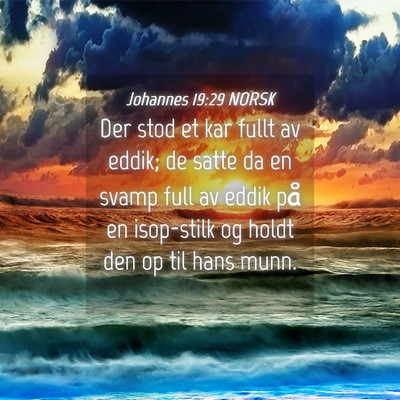 Picture 04 - Johannes 19:29 NORSK - Der stod et kar fullt av eddik; de satte da en - Bible Verse Picture