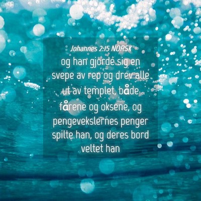 Picture 04 - Johannes 2:15 NORSK - og han gjorde sig en svepe av rep og drev alle ut - Bible Verse Picture