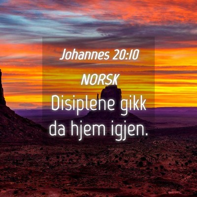 Picture 04 - Johannes 20:10 NORSK - Disiplene gikk da hjem - Bible Verse Picture