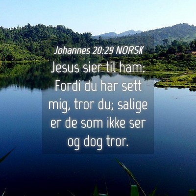 Picture 04 - Johannes 20:29 NORSK - Jesus sier til ham: Fordi du har sett mig, tror - Bible Verse Picture