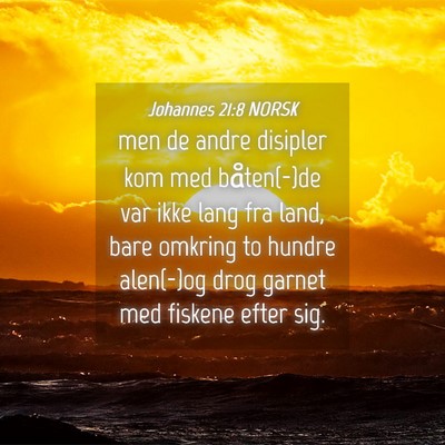 Picture 04 - Johannes 21:8 NORSK - men de andre disipler kom med båten(-)de var - Bible Verse Picture