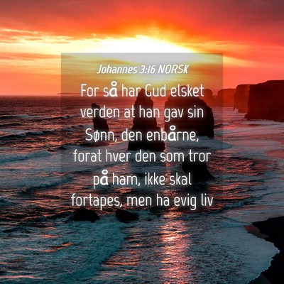 Picture 04 - Johannes 3:16 NORSK - For så har Gud elsket verden at han gav sin - Bible Verse Picture