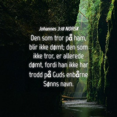 Picture 04 - Johannes 3:18 NORSK - Den som tror på ham, blir ikke dømt; den som - Bible Verse Picture