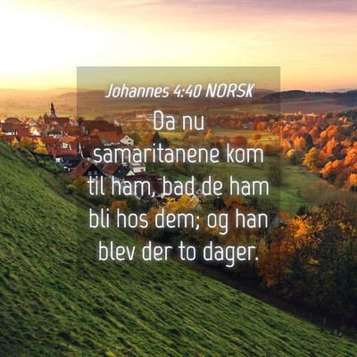Picture 04 - Johannes 4:40 NORSK - Da nu samaritanene kom til ham, bad de ham bli - Bible Verse Picture